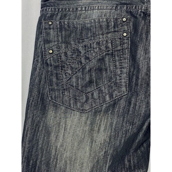 Helix Slim Straight Dark Gray Denim Distressed Look Jeans Men's 34x30 - Picture 3 of 7
